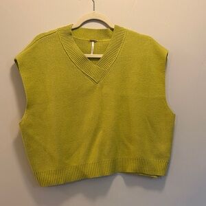 Free People Lime V-Neck Sweater Vest